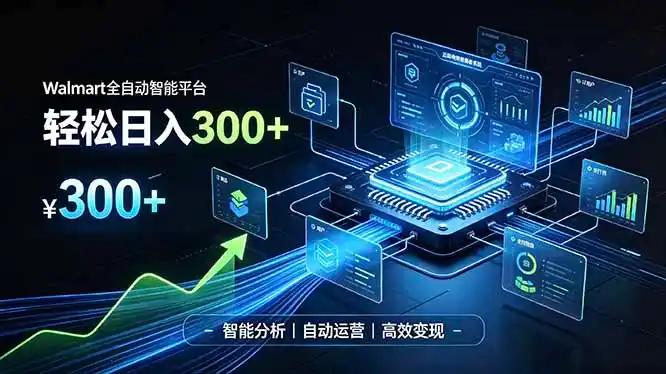 Walmart全自动智能平台，轻松日入300+一站式跨境智能运营工具。无需复杂实操-聚力云网创