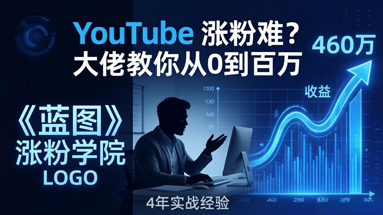 YouTube 涨粉难？《蓝图涨粉学院》：4 年赚 460 万的大佬教策略，从0到百万有路径！-聚力云网创