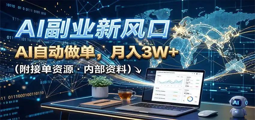 AI副业新风口,AI自动做单,月入3W+,附接单资源-聚力云网创