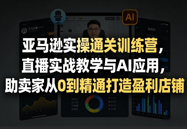亚马逊实操通关训练营，直播实战教学与AI应用，助卖家从0到精通打造盈利店铺(更新4月17日)-聚力云网创