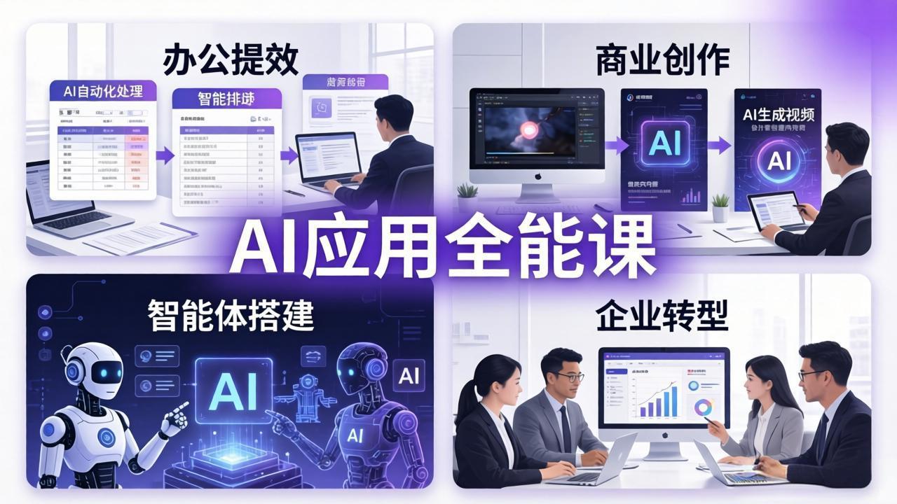 AIGC 应用师全能课-更新：办公提效、商业创作、智能体搭建、企业转型，一站式学会AI应用-聚力云网创