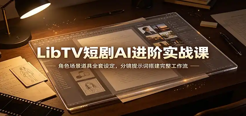 LibTV短剧AI进阶实战课:角色场景道具全套设定,分镜提示词搭建完整工作流-聚力云网创