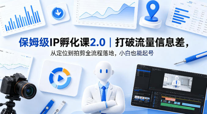 保姆级IP孵化课2.0｜打破流量信息差，从定位到拍剪全流程落地，小白也能起号-聚力云网创