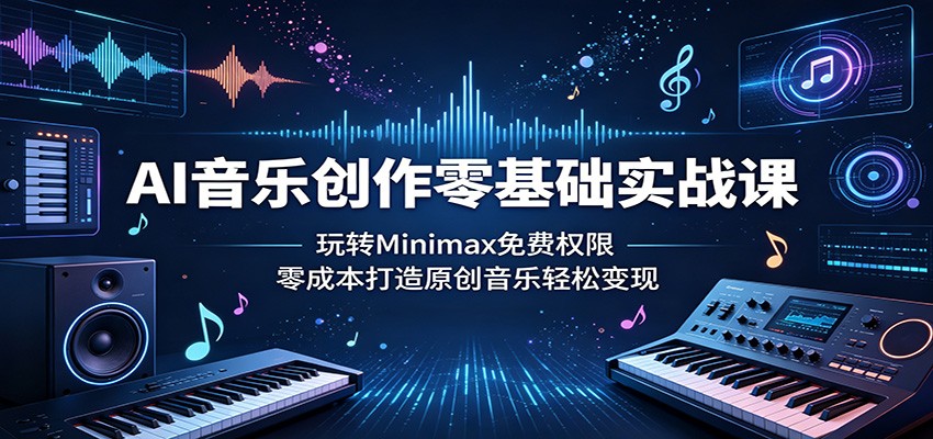AI音乐创作零基础实战课：玩转Minimax免费权限，零成本打造原创音乐轻松变现-聚力云网创