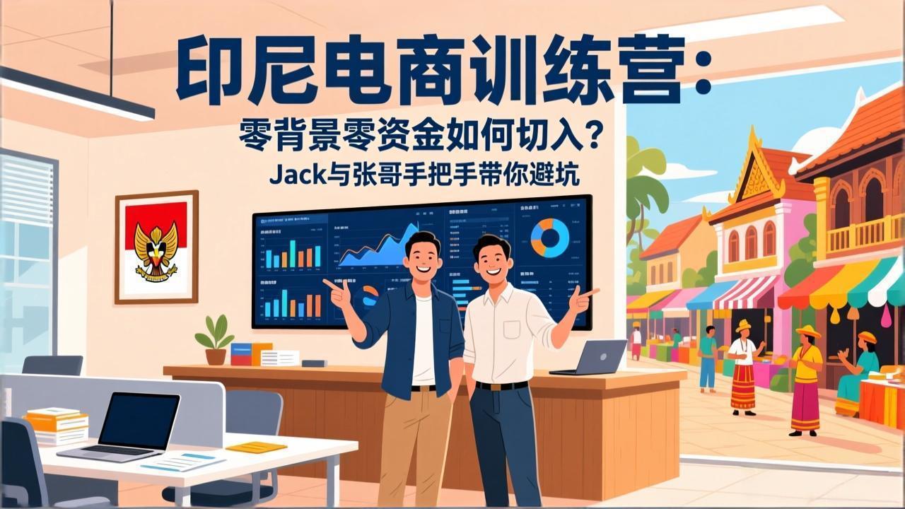 印尼电商训练营：零背景零资金如何切入？Jack与张哥手把手带你避坑-聚力云网创