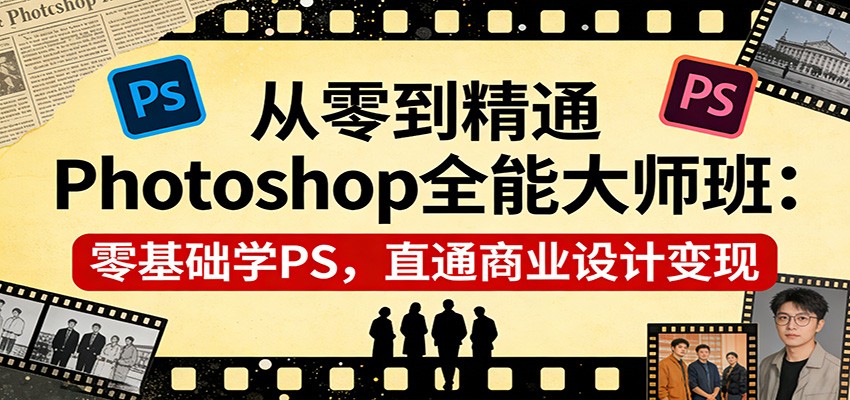 从零到精通Photoshop全能大师班:零基础学PS,直通商业设计变现-聚力云网创