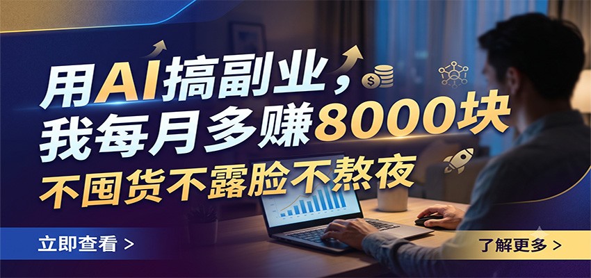 用AI搞副业，我每月多赚8000块，不囤货不露脸不熬夜-聚力云网创
