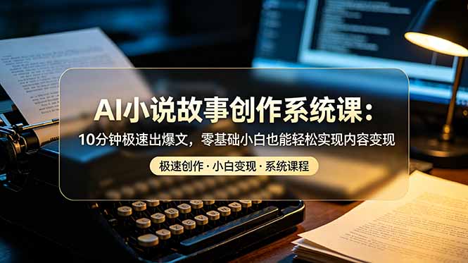 AI小说故事创作系统课：10分钟极速出爆文，零基础小白也能轻松实现内容变现-聚力云网创