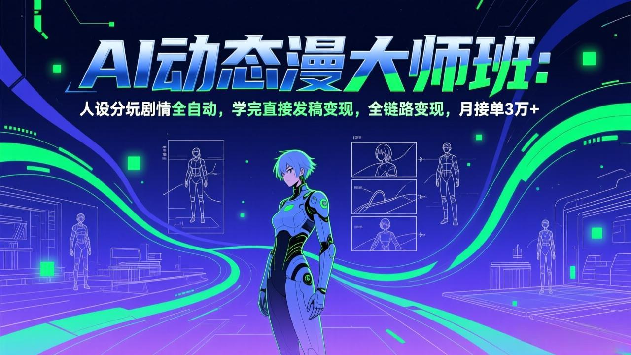 AI动态漫剧大师班：人设分镜剧情全自动，学完直接发稿变现，全链路变现，月接单3万+-聚力云网创