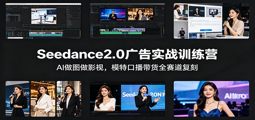 Seedance2.0广告实战训练营：AI做图做影视，模特口播带货全赛道复刻-聚力云网创