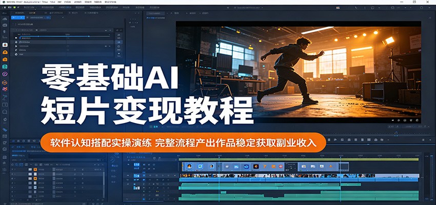零基础AI短片变现教程：软件认知搭配实操演练，完整流程产出作品稳定获取副业收入-聚力云网创