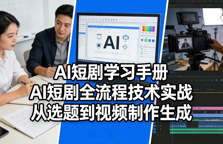 AI短剧学习手册，AI短剧全流程技术实战，从选题到视频制作生成-聚力云网创