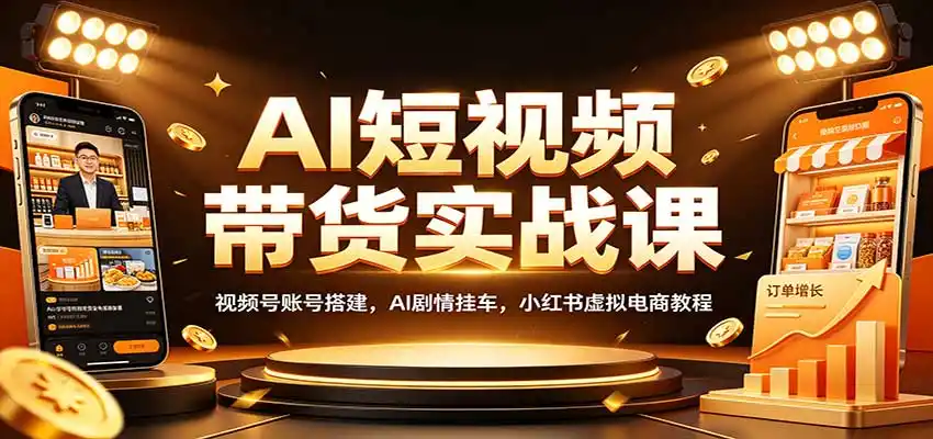 AI短视频带货实战课:视频号账号搭建,AI剧情挂车,小红书虚拟电商教程-聚力云网创