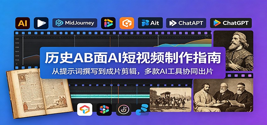 历史AB面AI短视频制作指南：从提示词撰写到成片剪辑，多款AI工具协同出片-聚力云网创
