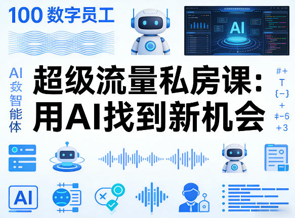 你的AI数字员工100个智能体，超级流量私房课，用AI找到新机会-聚力云网创