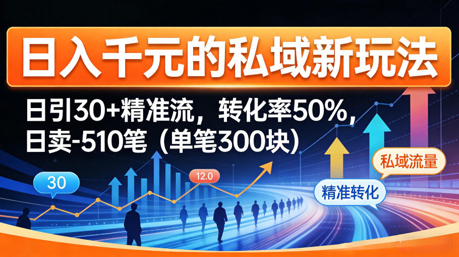 日入千米的私域新玩法:日引30+精准流,转化率50%,日卖5-10笔(单笔300米)-聚力云网创