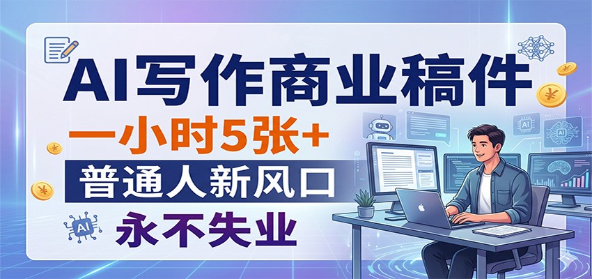 AI写作商业稿件，一小时5张+，普通人新风口，永不失业-聚力云网创