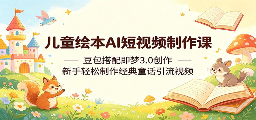 儿童绘本AI短视频制作课：豆包搭配即梦3.0创作，新手轻松制作经典童话引流视频-聚力云网创