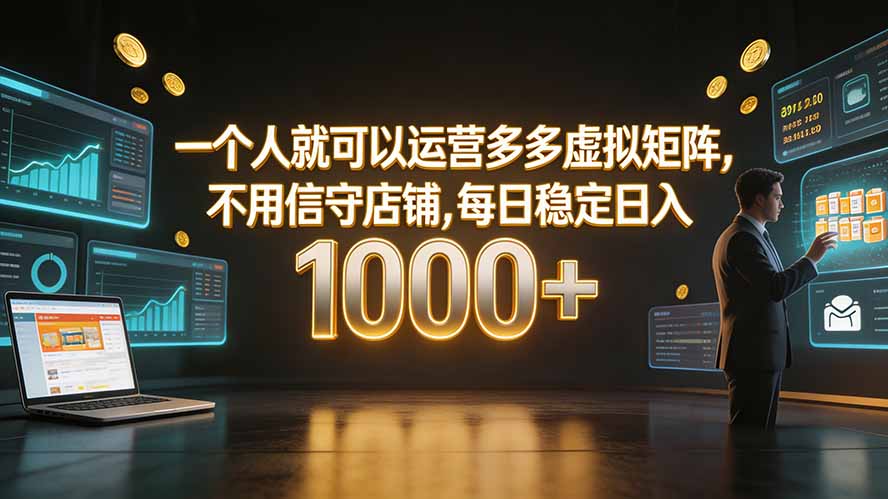 一个人就可以运营多多虚拟矩阵,不用值守店铺,每日稳定日入 1000+-聚力云网创