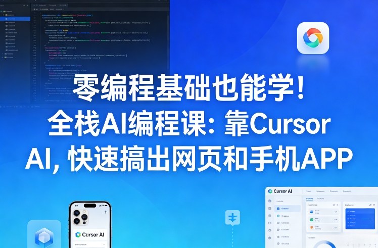 零编程基础也能学！全栈AI编程课：靠Cursor AI，快速搞出网页和手机APP-聚力云网创