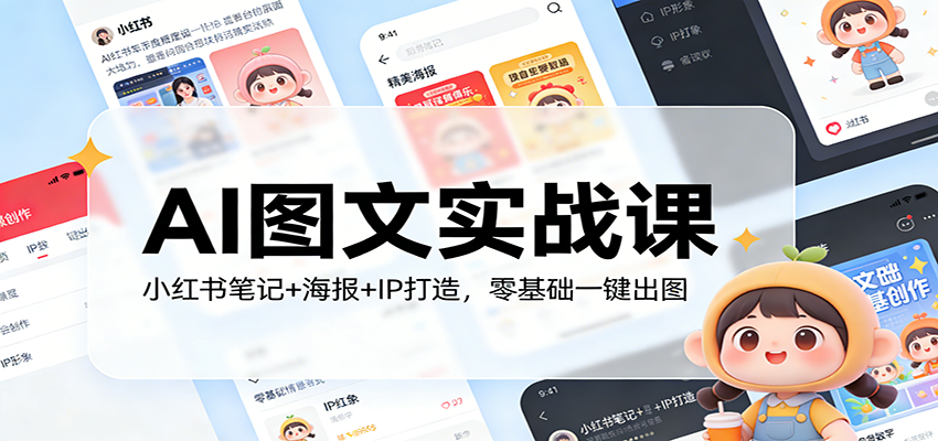 AI图文实战课：小红书笔记+海报+IP打造，零基础一键出图-聚力云网创
