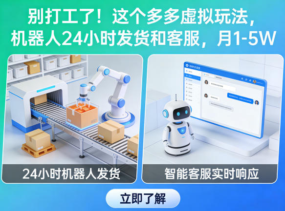 别打工了！这个多多虚拟玩法，机器人24小时发货和客服，月1-5W【揭秘】-聚力云网创