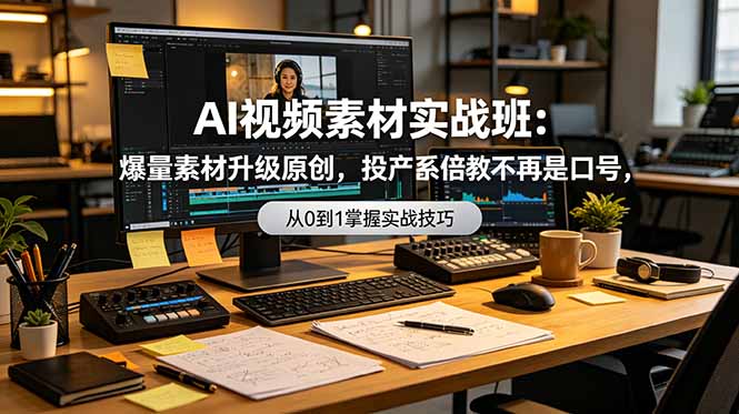 AI视频素材实战班：爆量素材升级原创，投产翻倍不再是口号，0-1系统教学实战落地-聚力云网创