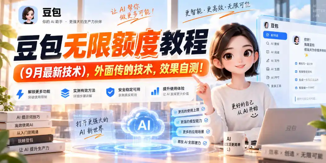 豆包无限额度教程(9月最新技术),外面传的技术,效果自测!-聚力云网创