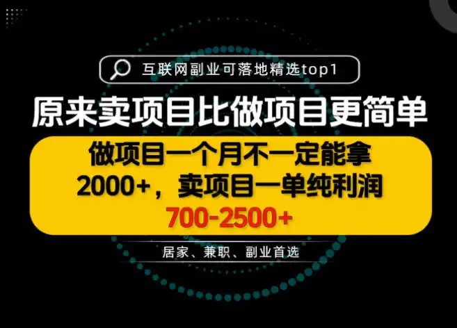 一单利润700-2.5K+，为什么我们要卖项目而不是做项目，我们普通人应该怎样开始？【揭秘】-聚力云网创