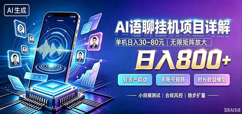 AI语聊挂机,日入800+,适用个人副业,工作室矩阵操作-聚力云网创
