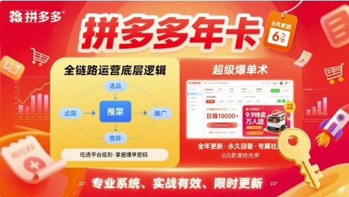 拼多多年卡，拼多多全链路运营底层逻辑，超级爆单术【更新26年6月】-聚力云网创