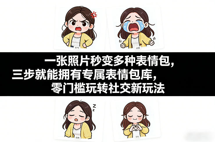 一张照片秒变多种表情包，三步就能拥有专属表情包库，零门槛玩转社交新玩法【文档】-聚力云网创