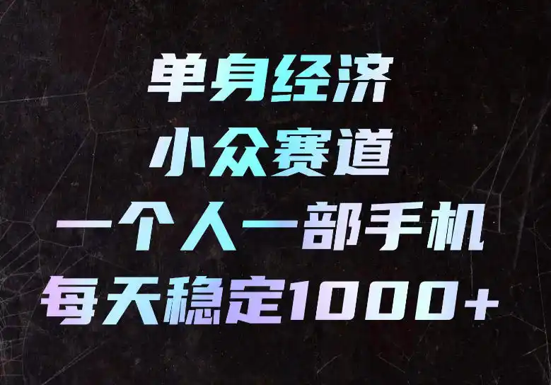 单身经济小众赛道,一个人一部手机,每天稳定1000+,长期可持续的赛道【揭秘】-聚力云网创