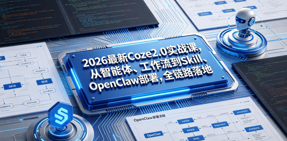 2026最新Coze2.0实战课，从智能体、工作流到Skill、OpenClaw部署，全链路落地-聚力云网创