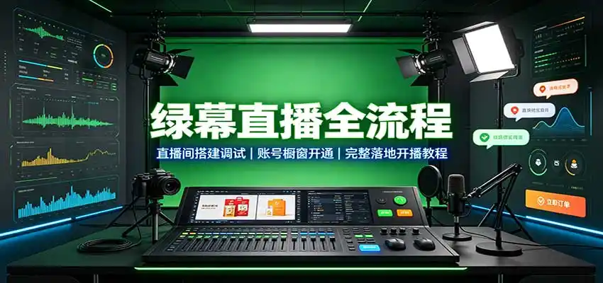 绿幕直播全流程:直播间搭建调试,账号橱窗开通,完整落地开播教程-聚力云网创