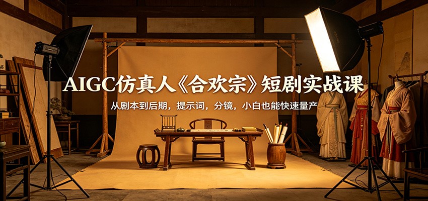 AIGC仿真人《合欢宗》短剧实战课：从剧本到后期，提示词，分镜，小白也能快速量产-聚力云网创