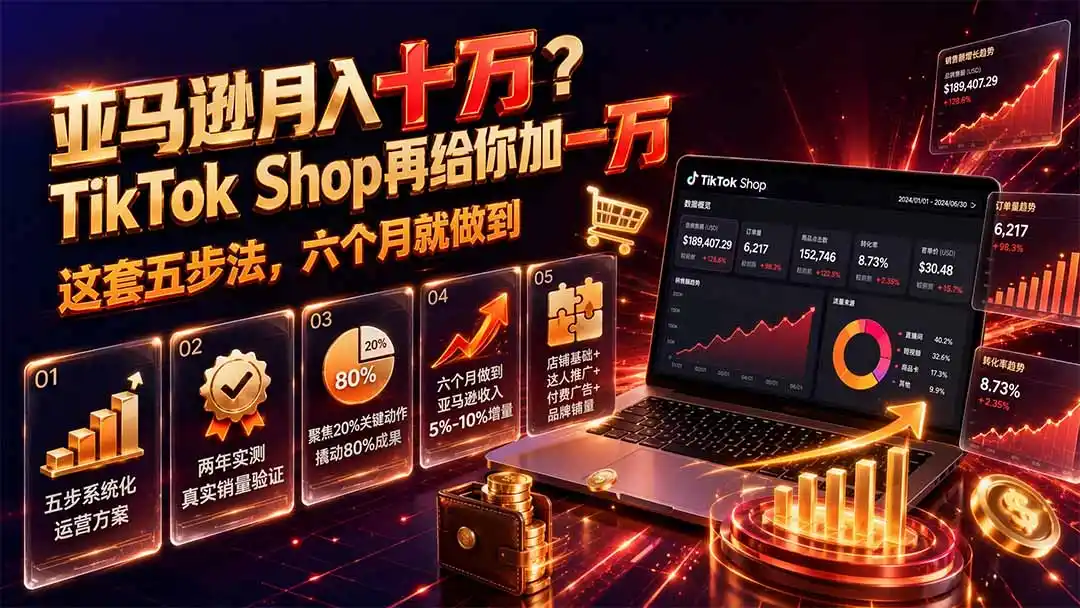 亚马逊月入十万？TikTok Shop再给你加一万——这套五步法，六个月就做到【原创双语字幕】-聚力云网创