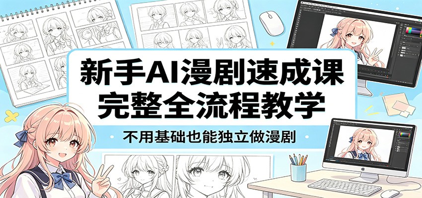 新手AI漫剧速成课：完整全流程教学，不用基础也能独立做漫剧-聚力云网创