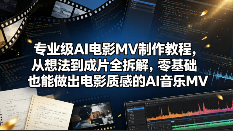 专业级AI电影MV制作教程,从想法到成片全拆解,零基础也能做出电影质感的AI音乐MV-聚力云网创