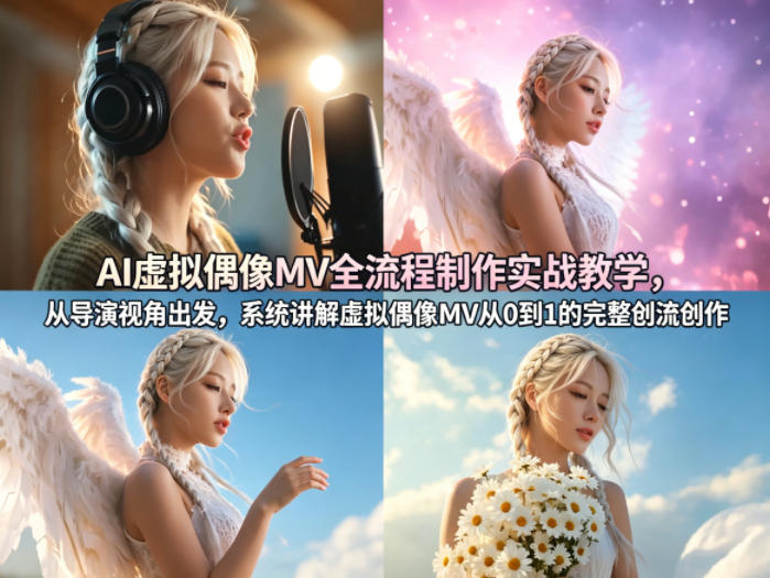 AI虚拟偶像MV全流程制作实战教学，从导演视角出发，系统讲解虚拟偶像MV从0到1的完整创作流程-聚力云网创