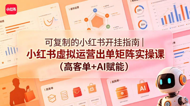 可复制的小红书开挂指南|小红书虚拟运营出单矩阵实操课(高客单+AI赋能)-聚力云网创