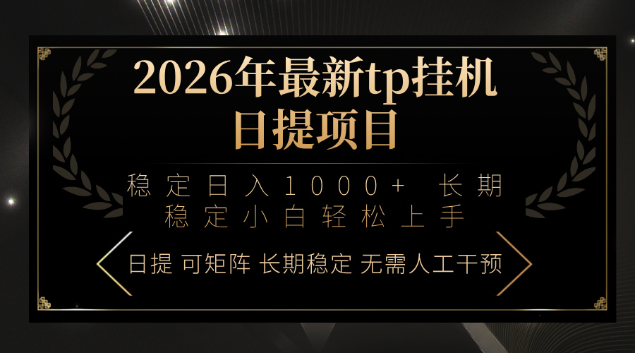 2026年最新tp挂机日提项目：稳定日入1000+小白轻松上手-聚力云网创
