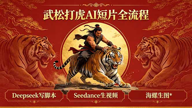 武松打虎AI短片全流程：Deepseek写脚本+Seedance生视频+海螺生图-聚力云网创