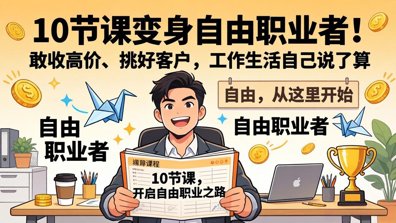 10 节课变身自由职业者！敢收高价、挑好客户，工作生活自己说了算-聚力云网创