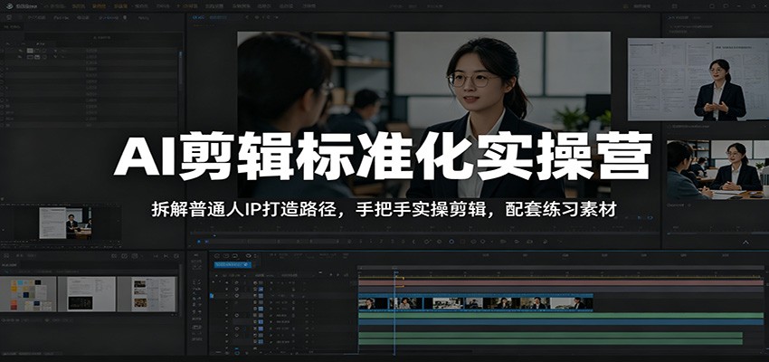 AI剪辑标准化实操营：拆解普通人IP打造路径，手把手实操剪辑，配套练习素材-聚力云网创