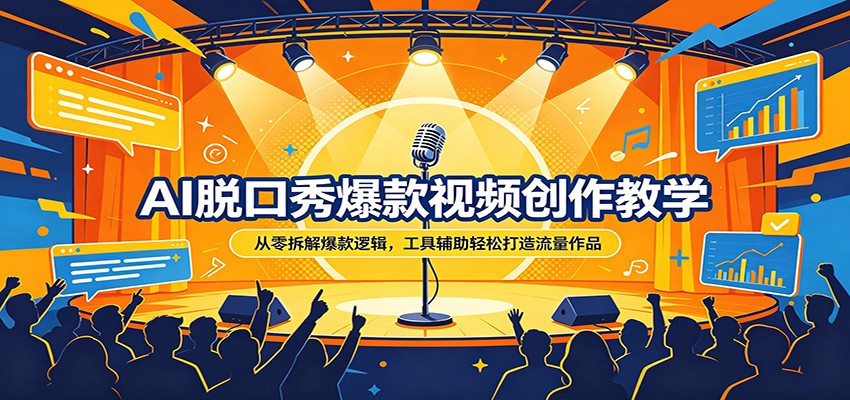 AI脱口秀爆款视频创作教学：从零拆解爆款逻辑，工具辅助轻松打造流量作品-聚力云网创