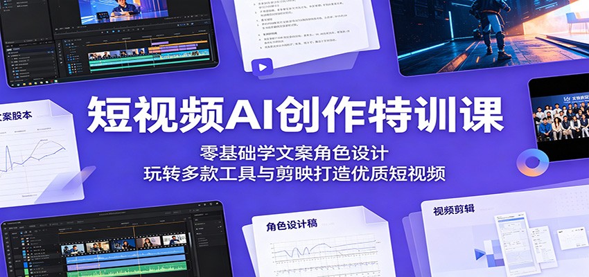 短视频AI创作特训课：零基础学文案角色设计，玩转多款工具与剪映打造优质短视频-聚力云网创