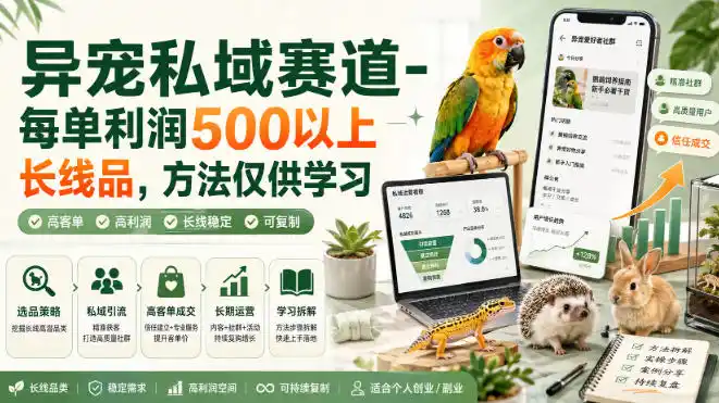 异宠私域赛道-每单利润500以上长线品,方法仅供学习-聚力云网创