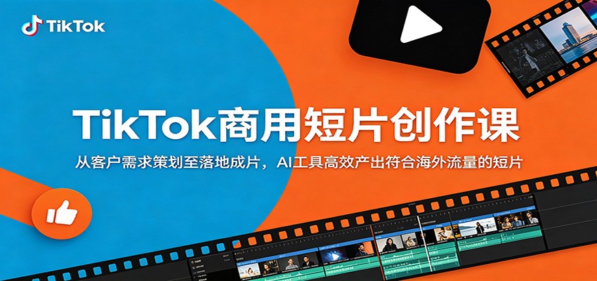 TikTok商用短片创作课：从客户需求策划至落地成片，AI工具高效产出符合海外流量的短片-聚力云网创