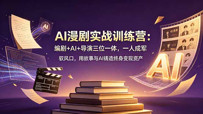 AI漫剧实战训练营：编剧+AI+导演三位一体，一人成军 驭风口，用故事与AI铸造终身变现资产-聚力云网创